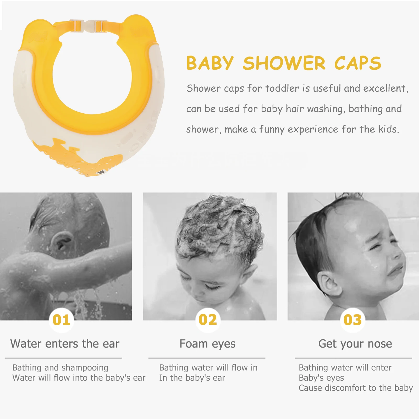 

Ear Muffs Kids Hair Washing Shield Infant Shower Cap Bath Hats for Toddlers Babies Caps