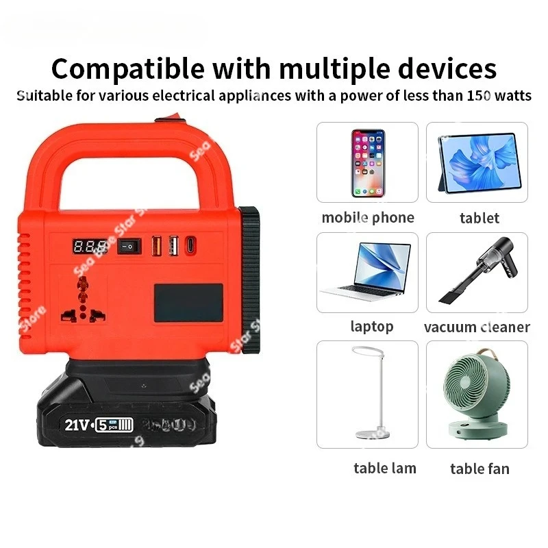 Multi-functional Household Smart Transformer Portable InverterLithium Battery Power Bank 21v Cross-border To 220v