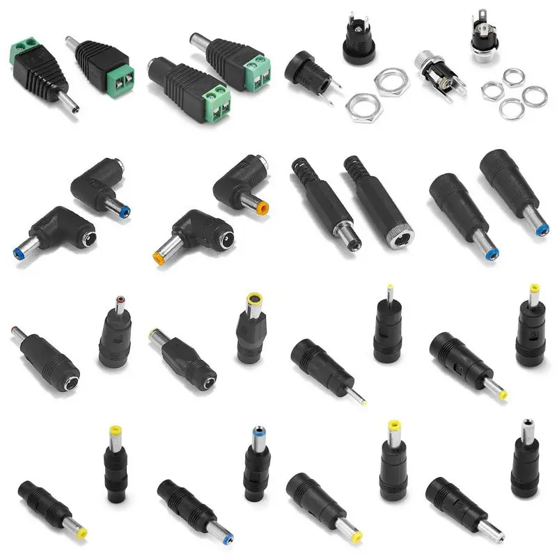 12V 3A 5.5mm 2.1mm Plug Socket DC Connectors DC Power Socket Male Female Jack Screw Nut Panel Mount DC Power Adapter Connector