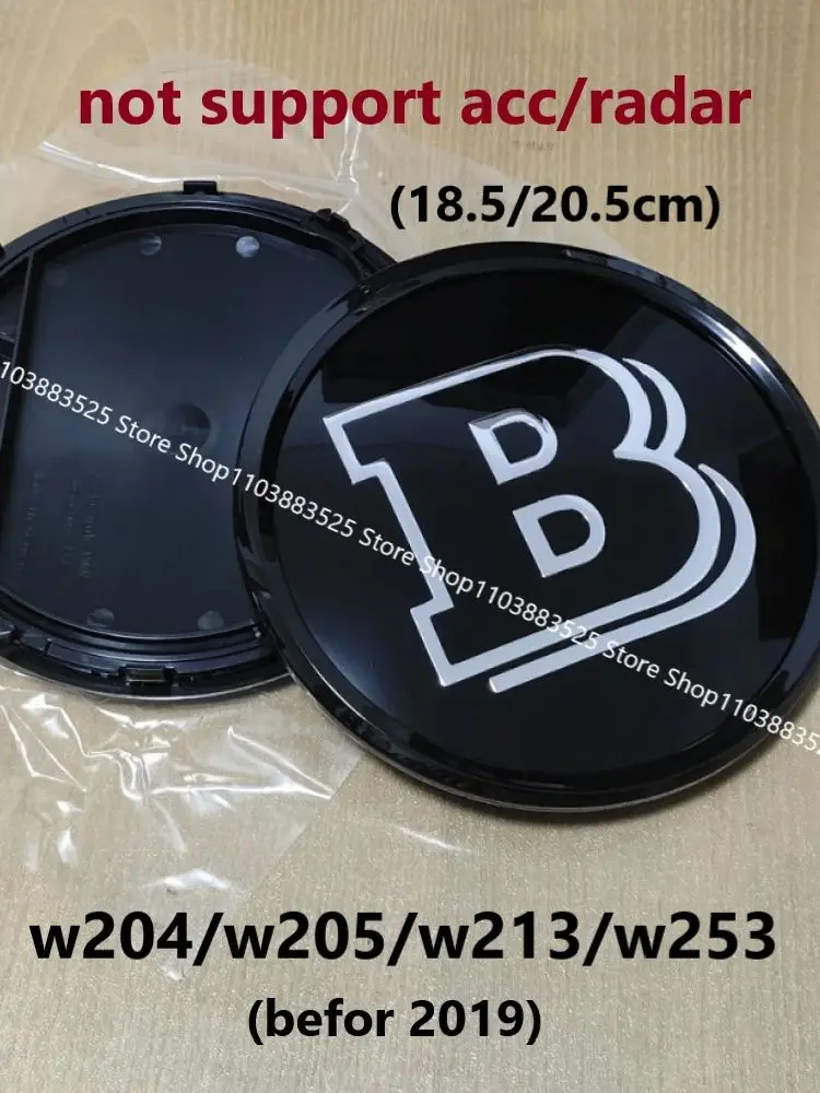 Surface de miroir lisse sans Acc, Logo B, insigne d'emblème de calandre pour BRABUS W204 W205 W253 W213 GLK VITO W207 CLS CLA GLS GLC w176