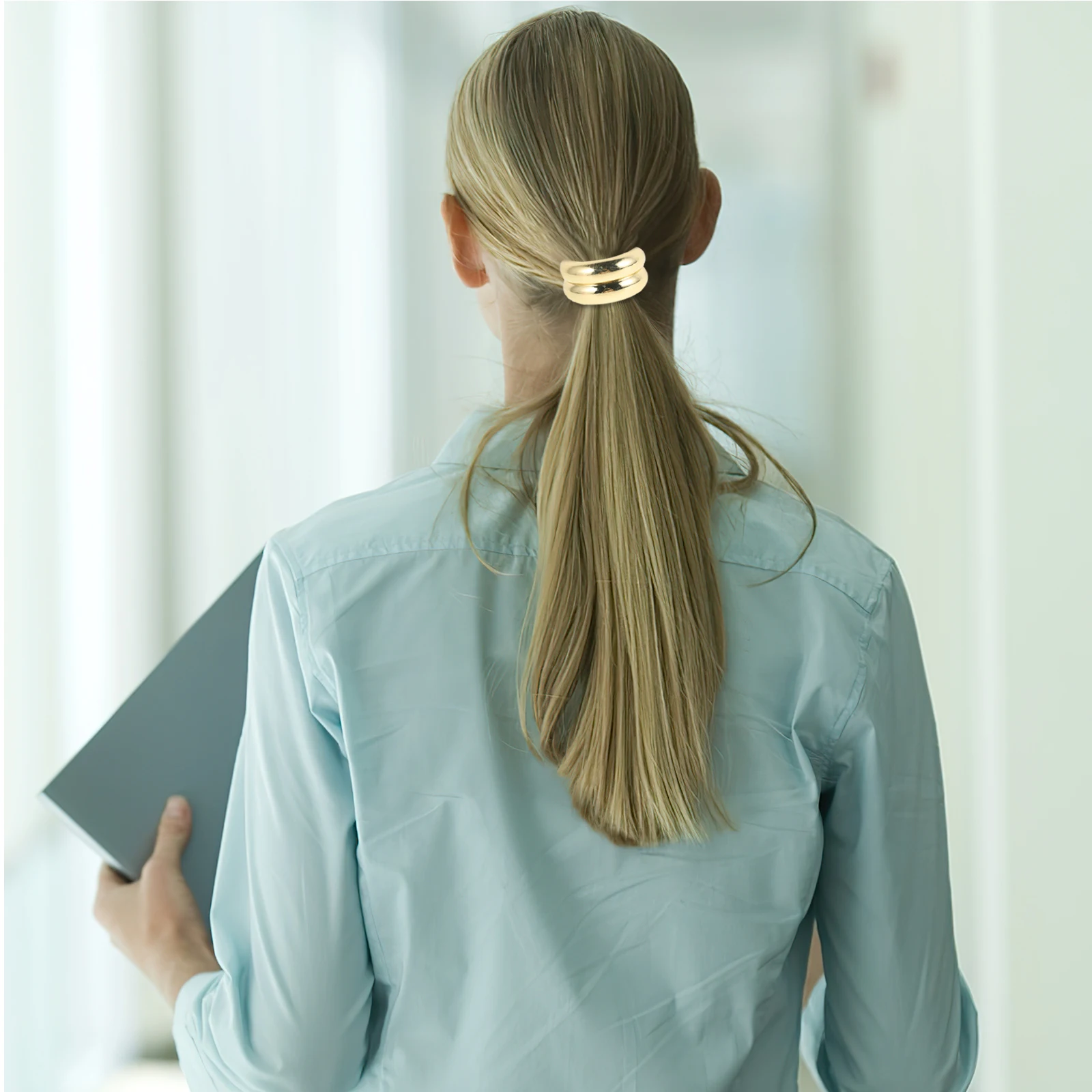 

2 шт., черные, золотые резинки для волос для женщин, эластичная геометрическая арка, золотые металлические манжеты, женские аксессуары для хвоста, инструменты для прически