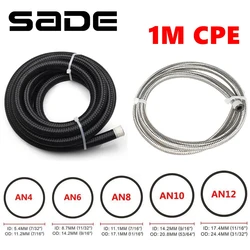 1M CPE AN4 AN6 AN8 AN10 AN12 Fuel Line Hose Transmission Oil Cooler Line Coolant Hose Tube Nylon Stainless Steel Braided Inside