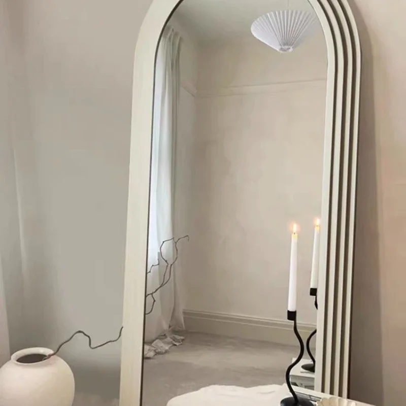 Full-length mirror, light luxury, French retro wall-mounted, arched floor-to-ceiling mirror, dressing mirror