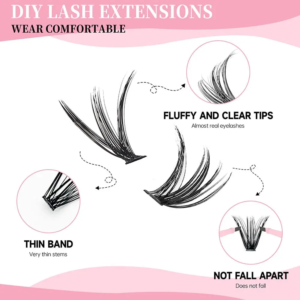 Diy clusters lash kit conjunto completo 8-16mm mix selo pinças chicote para auto aplicação maquiagem extensões de cílios individuais