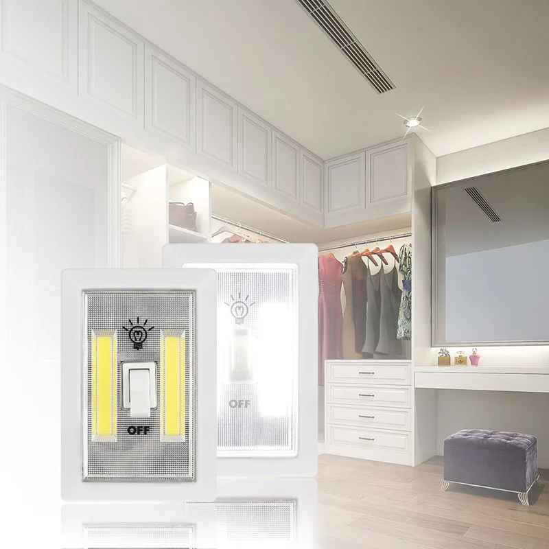 COB LED Indoor Lighting Wall Lamp Modern Home Simple Magnetic Switch Cordless Mini Lighting For Wardrobe Hallway Cabinet Garage
