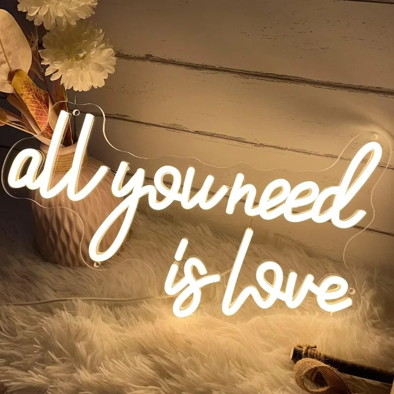 All You Need is Love Neon Sign for Wedding Wall Decor LED Signs for Bedroom Home Art Anniversary Valentines Day Gift for Women