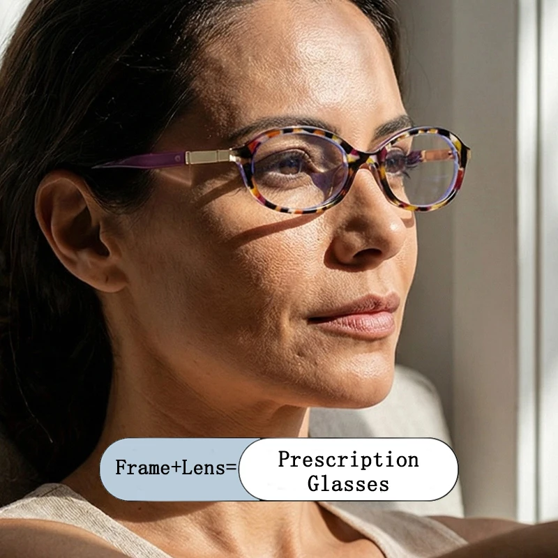 

Brand Design Women Retro Floral Print Frame Photochromic Prescription Glasses Anti Blue Ray Hyperopia Myopia Astigmatism Eyewear