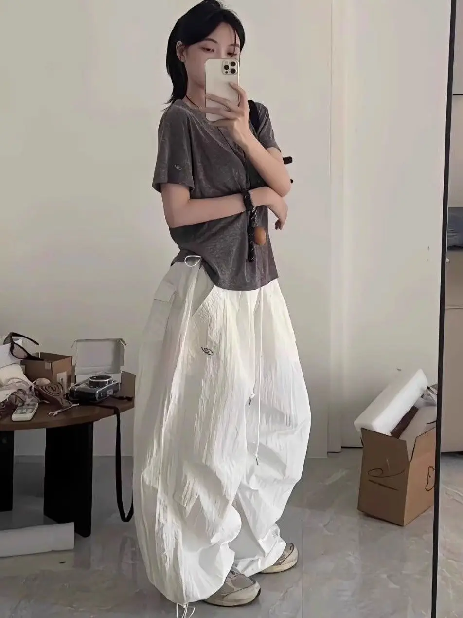 

American-Style Retro Quick-Drying Overalls Women's Summer New Sunscreen Light Pleated Paratrooper Machete Profile Casual Pants