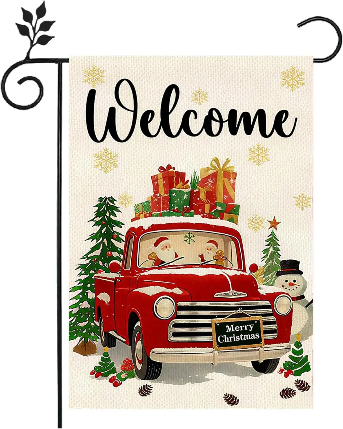 Christmas Truck Small Decorative Garden Flag,12x18 Inch Double Sided Outside Farmhouse Yard Lawn Outside Decor, Winter Holid zzo