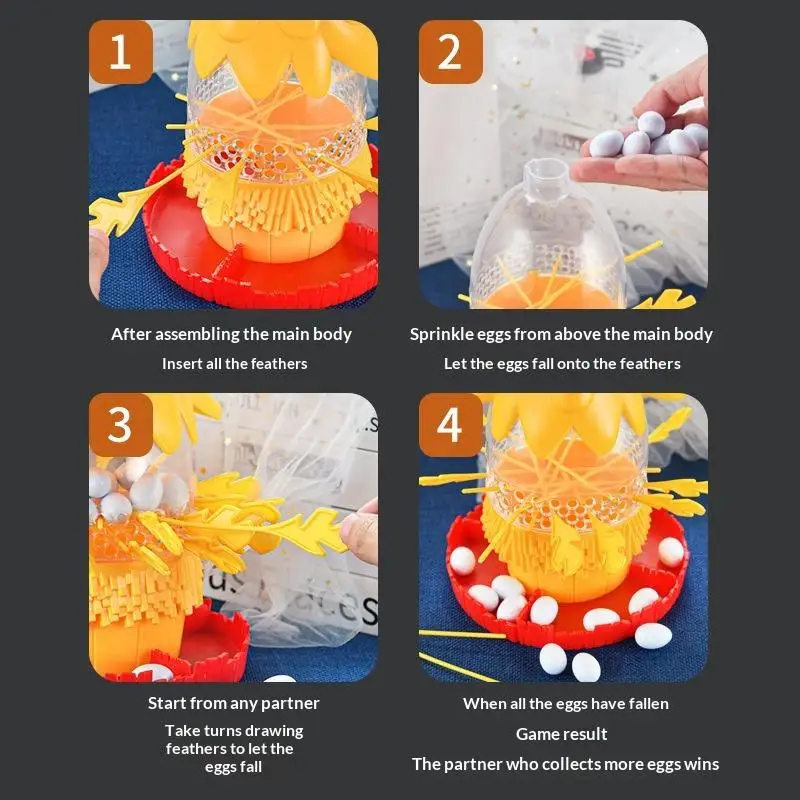 New 1 Set Egg Drop Kids Toys Funny Hen Laying Eggs Hair Pulling Board Game Stick Family Gathering Interactive Tabletop Game