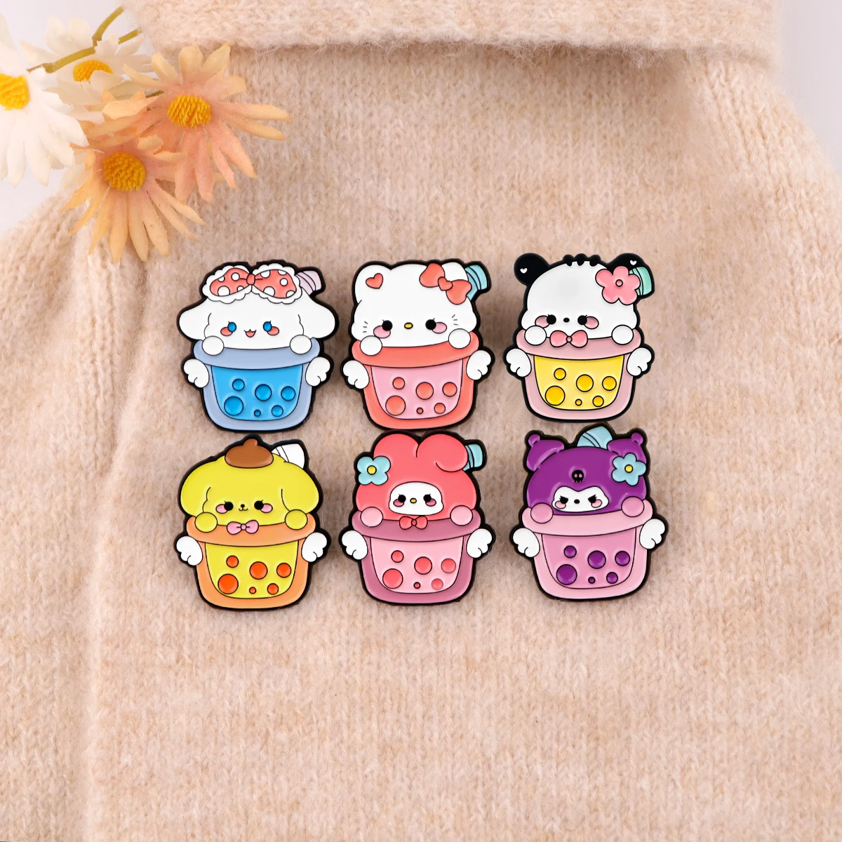 6pcs Cute Cat Enamel Pin Cosplay Brooch Pines Lapel Pins Kawaii Badge on Backpack Costume Accessories Anime Jewelry Kids Gifts