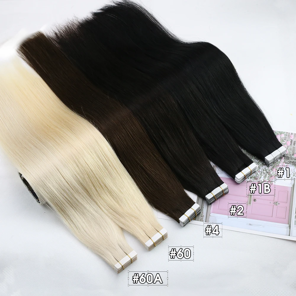 Ugeat-Tape na extensão do cabelo humano para mulheres, monocromática, extensão para tamanho longo, 26-28in, 20P, 40P