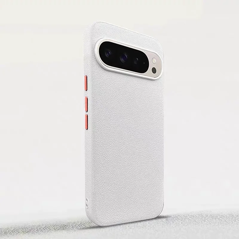 Business Plain Leather Case for Google Pixel 9 10 Pro XL Pixel 9A Aluminium Alloy Independent Button Camera Protection Cover