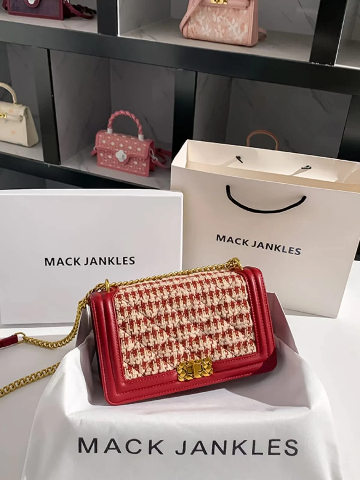 

Ma Jankles Genuine Leather Red Wedding Crossbody Bag Diamond id Chain Strap Soft Briti Sle Ladies Handbag Square ape