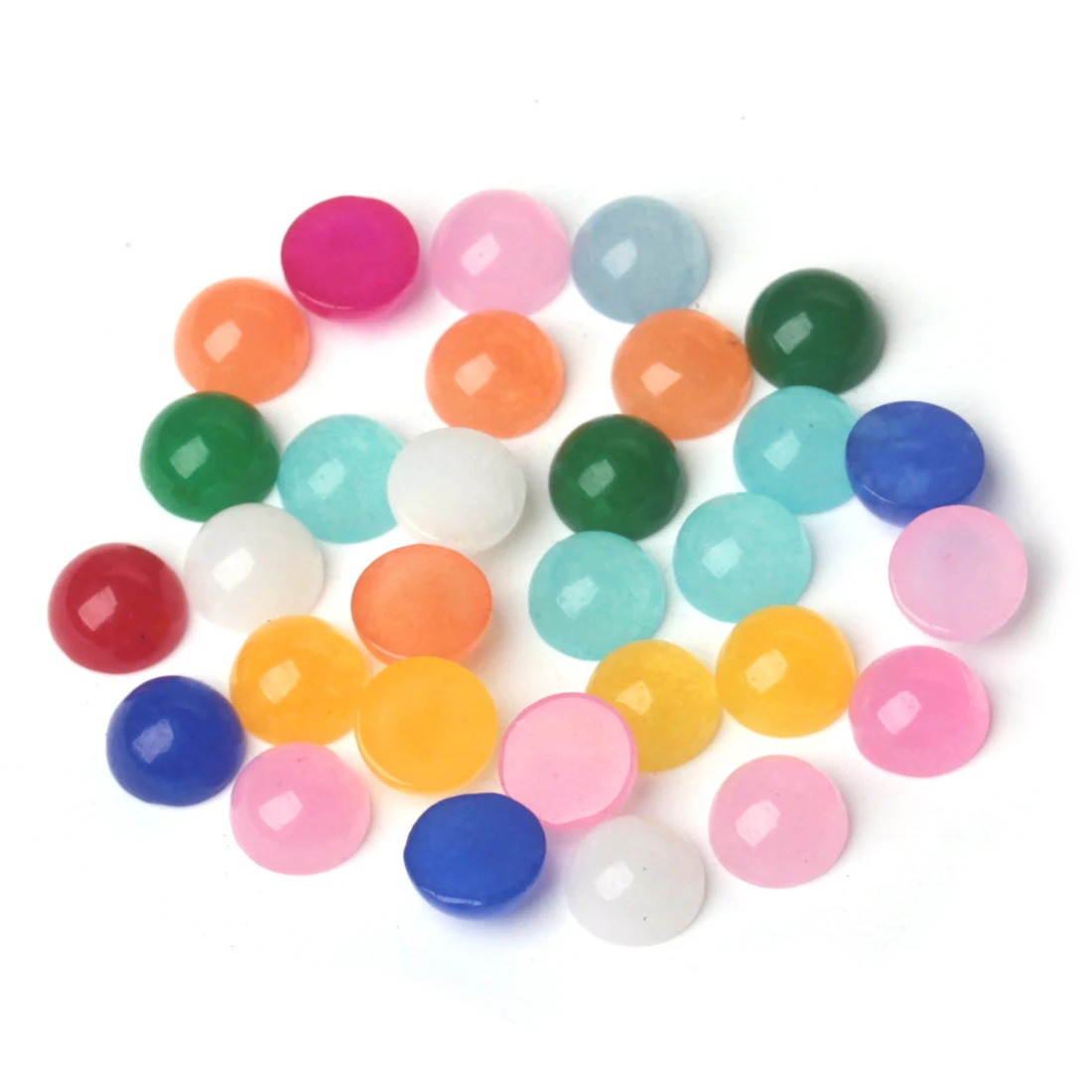 10 sztuk/partia 4/6/8/10mm płaskie dno Cabochon biały Jade Plus kolor kamień pierścień twarz dla kobiet tworzenia biżuterii DIY bransoletka naszyjnik