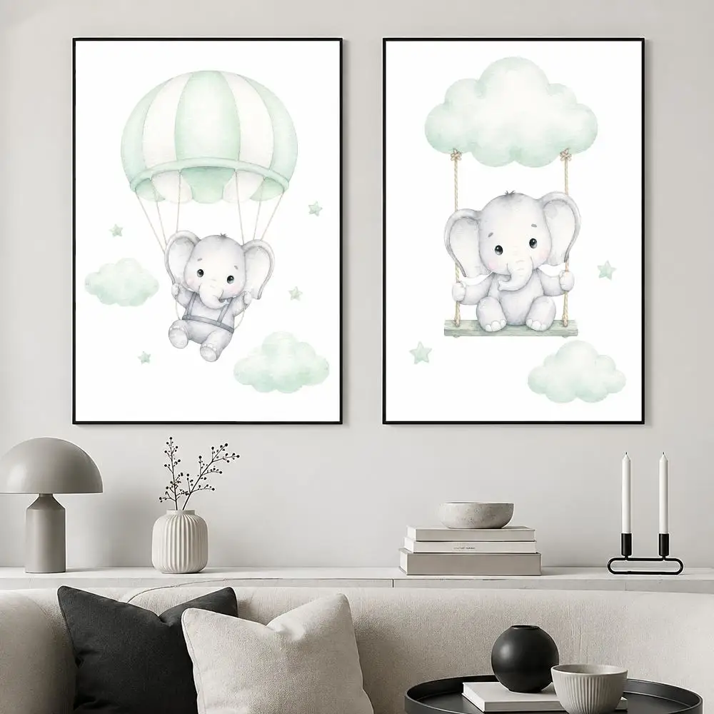 Elephant Balloon Rainbow Poster posters for bedrooms and living rooms high definition cartoon movie-themed wall art.