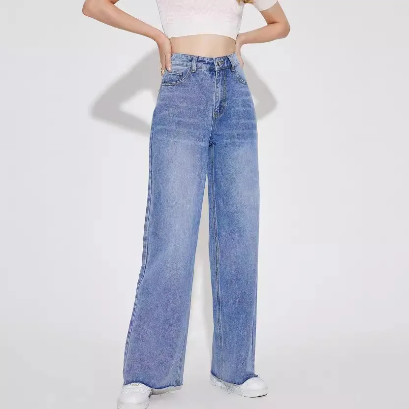 

Women Jean Ankle Length Pants Denim Washed High Waist Ripped Jeans Loose Fit Basics Zipper Fly Vintage Pockets Autumn 2024