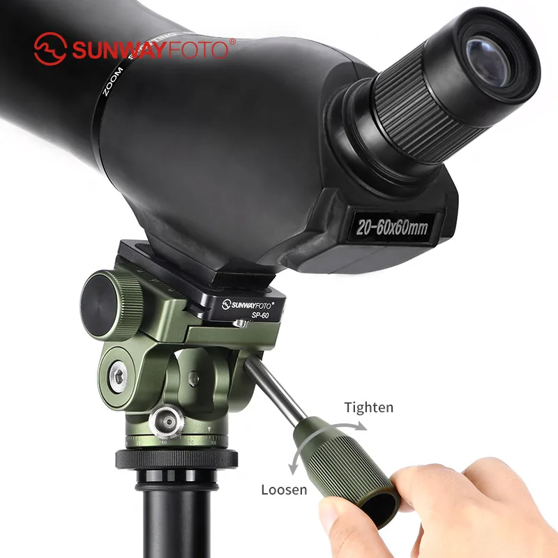 SUNWAYFOTO PH-01G is One 2 Way Pan Tilt Head with Handle Dedicated to Spotting Scopes.