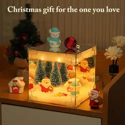 Christmas Night Light Mirror and LED Cube Lamp 3D Santa Claus Snowman Tree Christmas Lights DIY Christmas Decorations