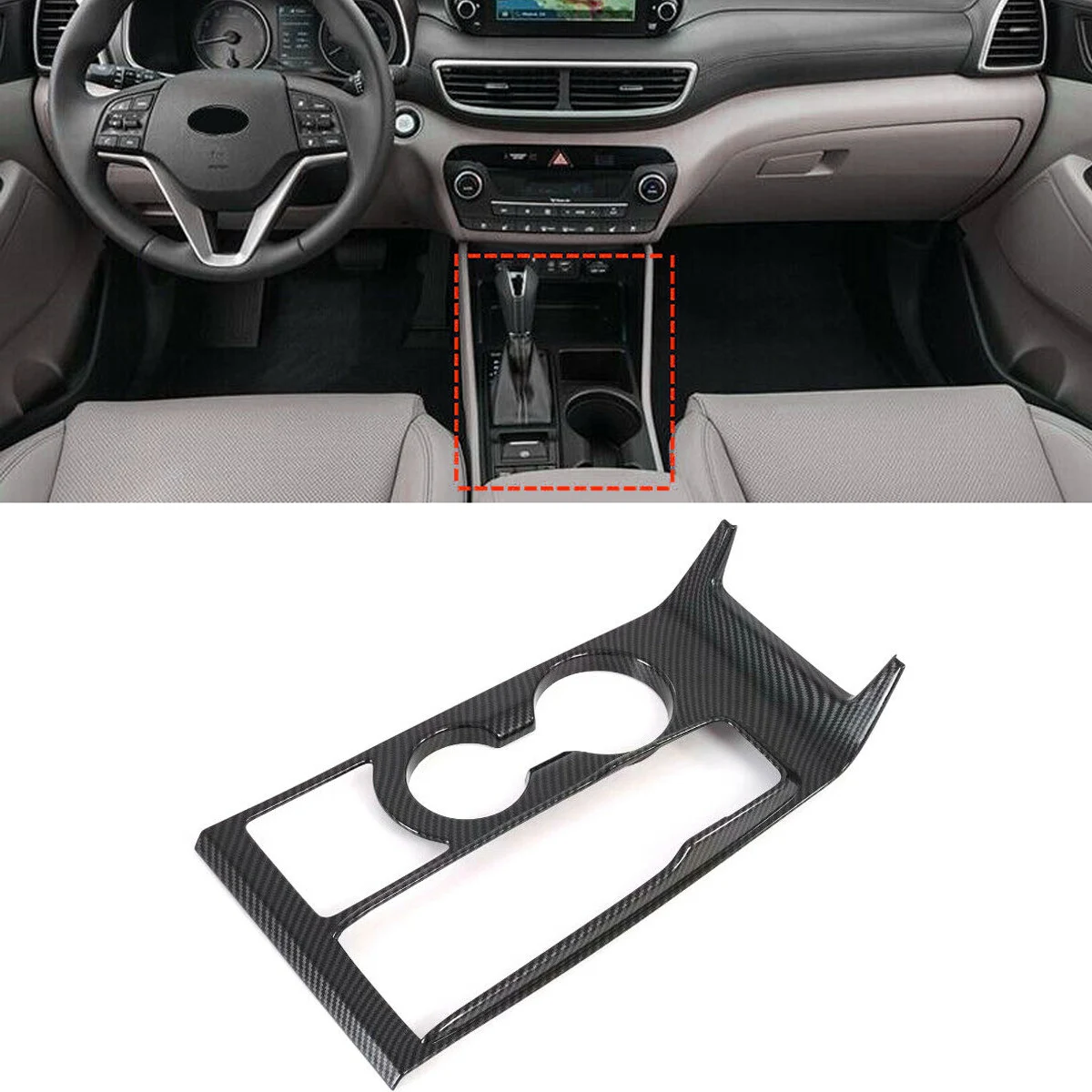 ABS Carbon Fiber Look For Hyundai Tucson Car Interior Central Console Gear Shift Box Panel Cover Trim 2019-2020 Car Accessories