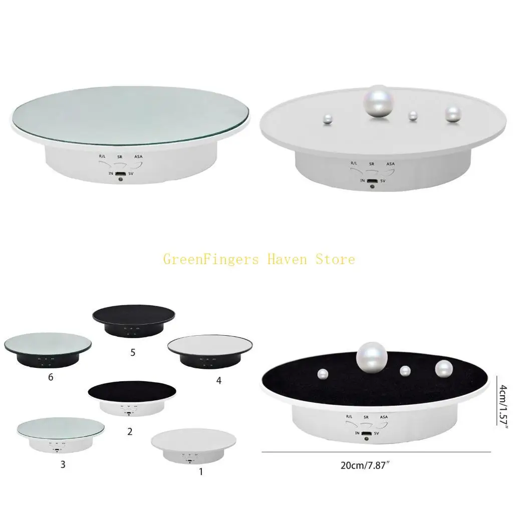 F68D Rotating Display Stand 90/180 Degree Motorized Rotating Turntable Revolving Stand for Jewelry, Collectible Display
