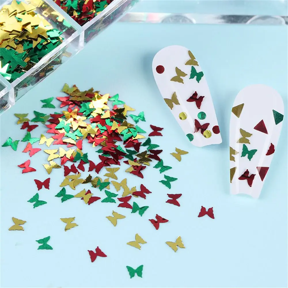 Glitter Metal Nail Flakes Fatias, Xmas Tree Glitter, DIY Nail Art Decorações, floco de neve Nail Sequins