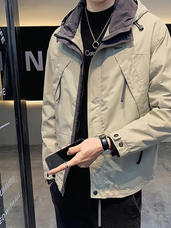 

Pierre Cardin Men's Hooded Jaet Korean Sle Trendy Autumn Winter Workwear Windbreaker Sle Jaet Youth ular Outerwear