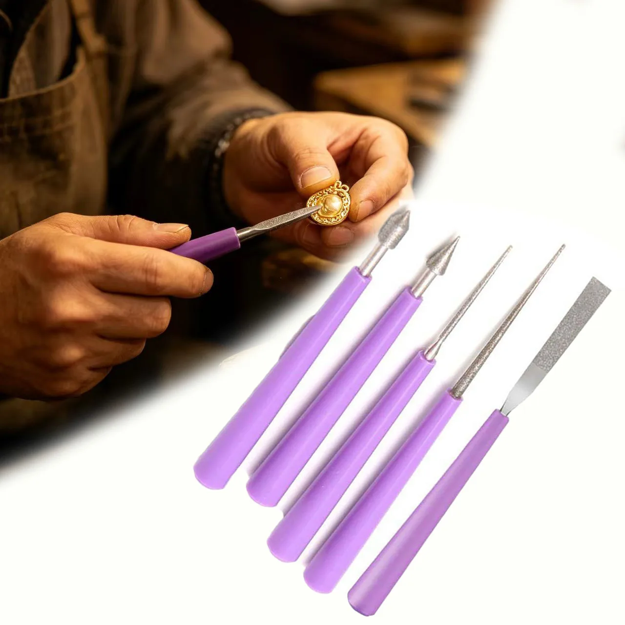 Bead Hole Enlarger Set 5PCS Glass Bead Reamers Emery Coated for Reaming Pearls Crystals Jade and Craft Beads Pre-Drilled Only