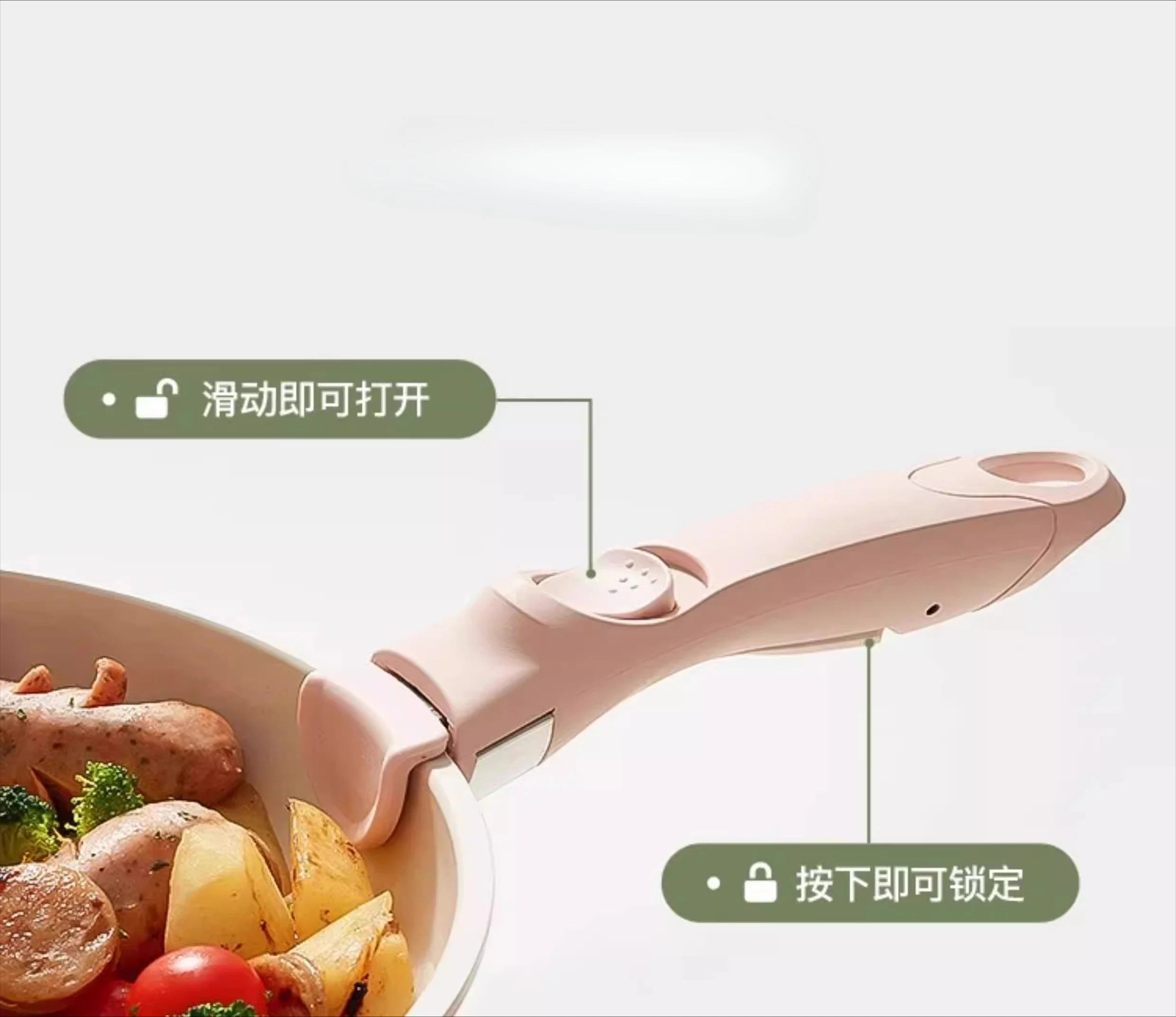 PYH Red Kitchen Stacking Pan Detachable Handle Pot Household  Set Nonstick Pan Full Set Wok Pan Frying