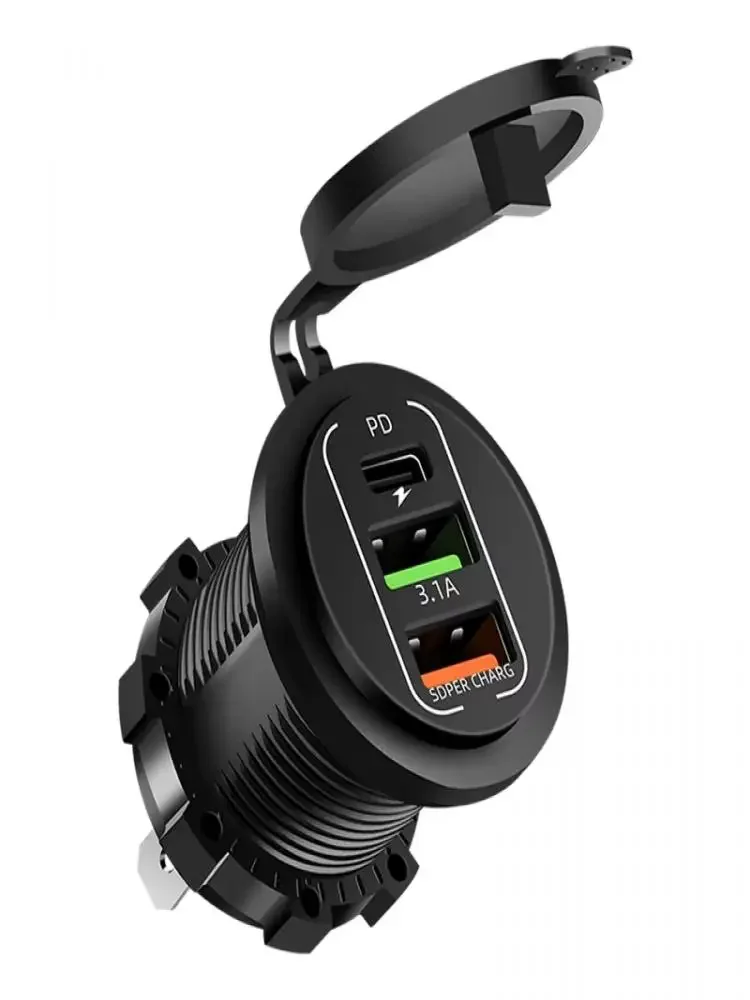 NEUE 4 Ports Dual PD Dual QC 3,0 USB Auto Ladegerät mit Voltmeter Buchse Steckdose Adapter Wasserdicht für 12 V/24 V Auto Boot
