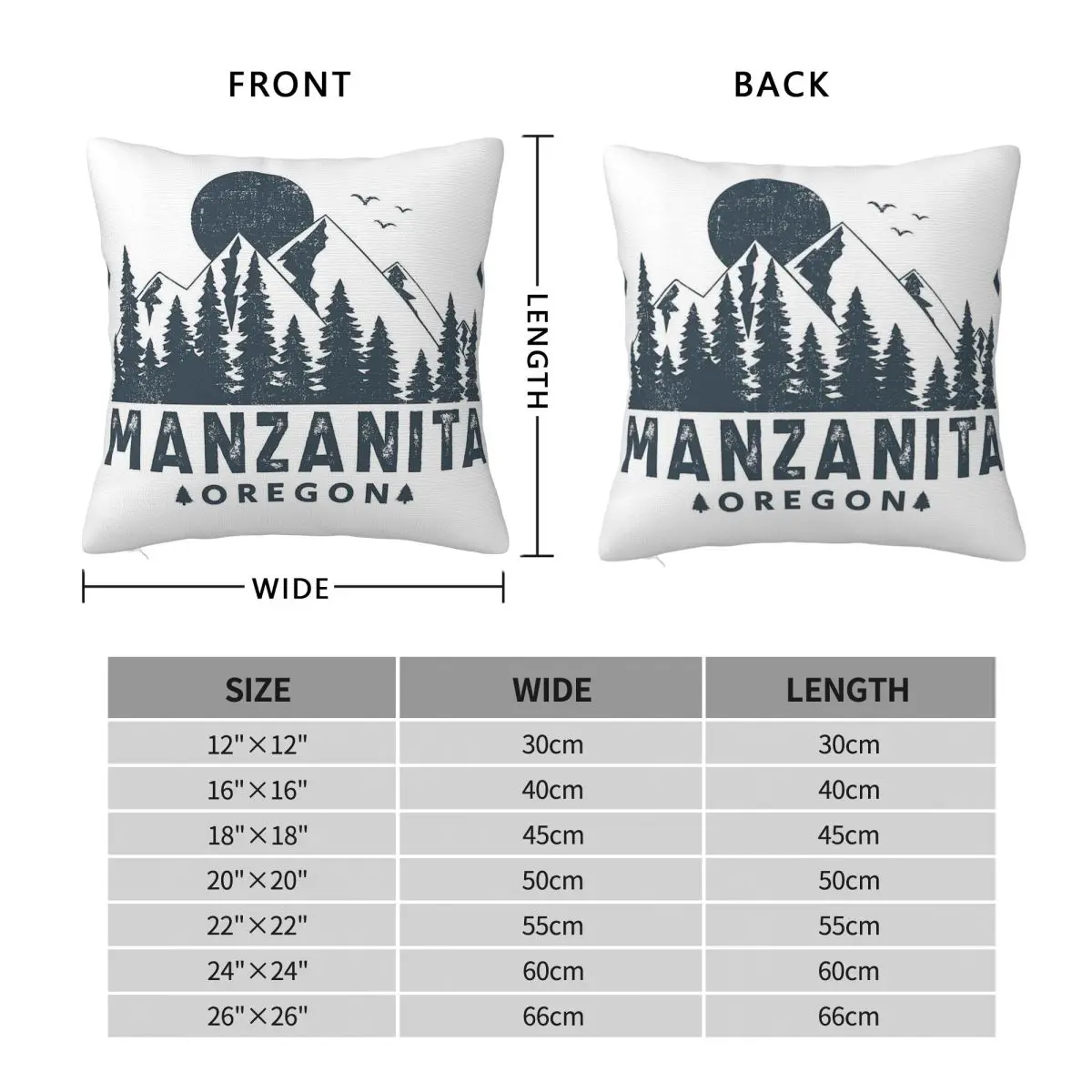 Manzanita Oregon Mountain Sight Square Pillowcase Polyester Linen Velvet Creative Decor Throw Pillow Case Room Cushion Cover 18