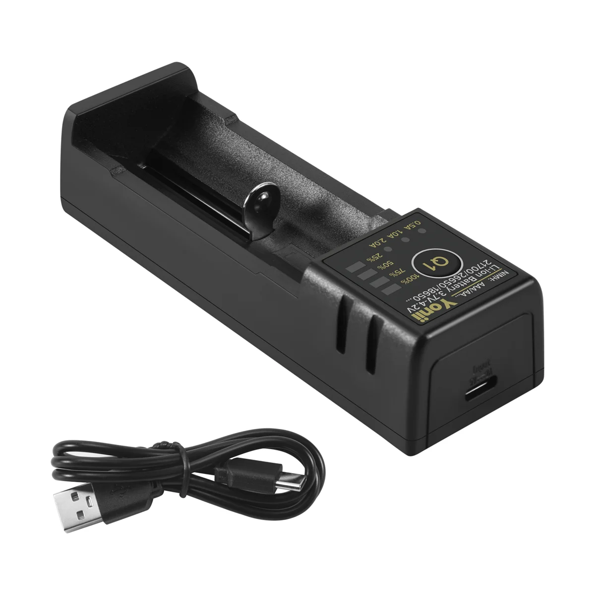 Hot sale 18650 Battery Charger 26650 Usb Smart Nickel Hydrogen Aa Aaa 21700 Single Slot Lithium Battery Charger