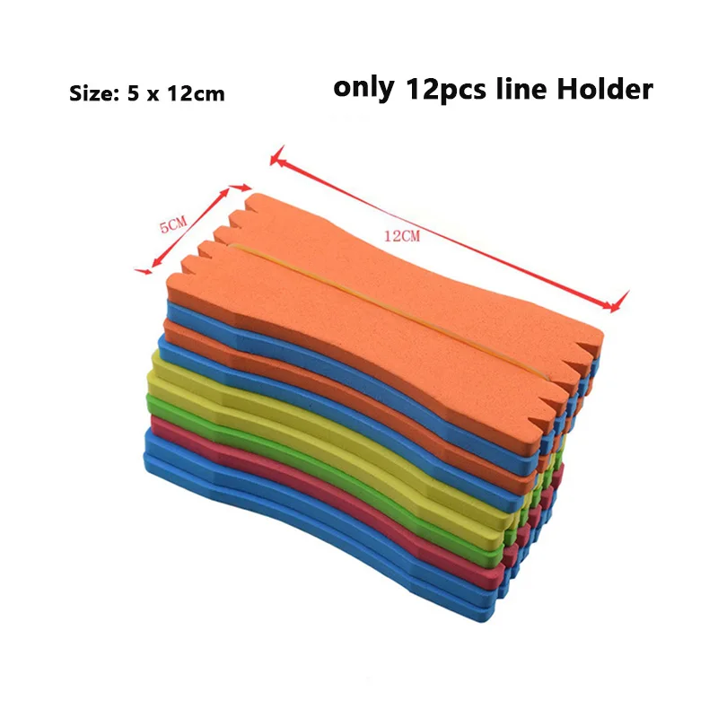 12Pcs Angeln Führer linie Halter EVA Schaum Winding Board Spule Fisch Haken Keeper Lagerung mit Pins Tackle-Tool Zufällige farbe – Detail 11