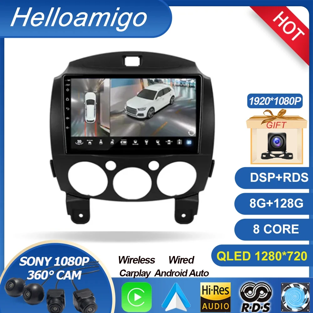 

For Mazda2 Mazda 2 2007-2014 2Din 4G Android 13 Car Stereo Radio Multimedia Video Player Navigation GPS Head Unit Carplay