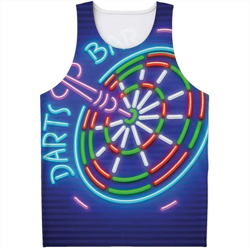 Bodybuilding 3D Printed Tank Tops Mens Vest Dart Printed Shirt Male Clothing Tees Summer Casual Sleeveles Fitness Tops Male 6XL