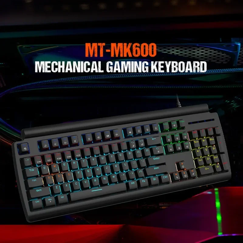 

EOENKK MK600RD Red axis LED Rainbow backlight gaming mechanical keyboard English Arabic edition suitable for gaming office