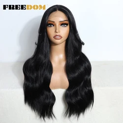 FREEDOM Synthetic Lace Front Wigs For Black Women 26 inch Natural Wavy T Part Lace Wig Ombre Brown Blonde White Cosplay Wigs