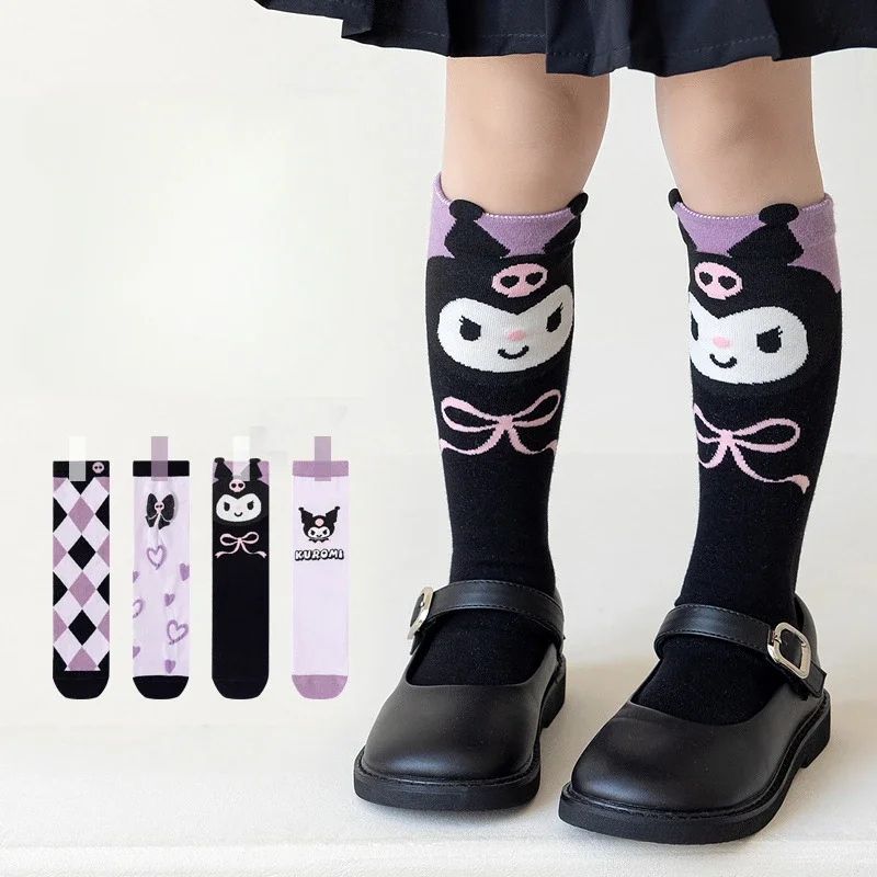 

Kuromi Sanrio Cute Children's Top High Hat Socks Cute Cartoon Hat Cotton Baby Long Hat Girl Calf Sock Christmas Birthday Gift