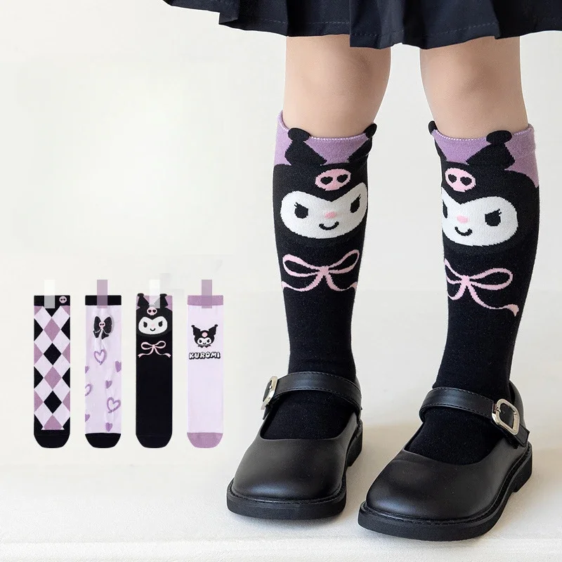 Kuromi Sanrio niedlichen Kinder Top High Hat Socken niedlichen Cartoon Hut Baumwolle Baby langen Hut Mädchen Kalb Socke Weihnachten Geburtstags geschenk