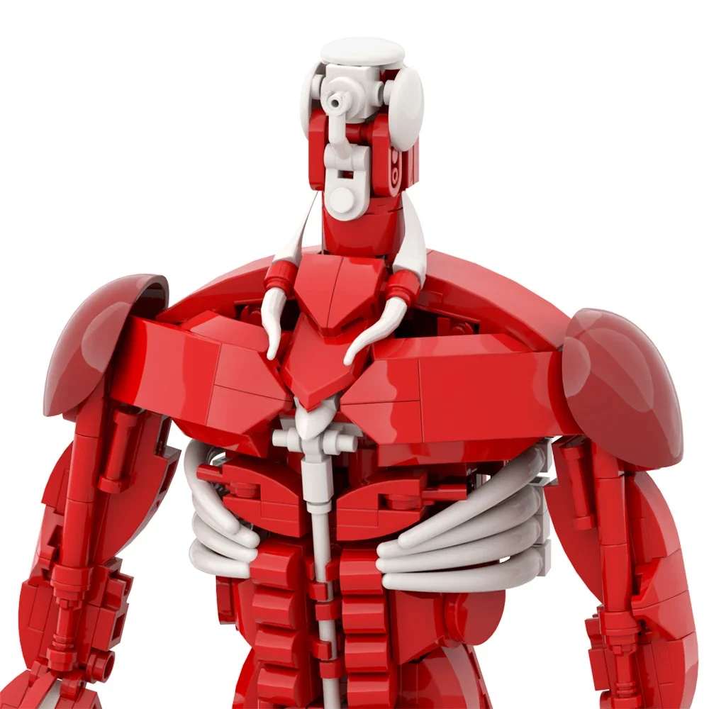 MOC Red Mecha Colossus Titans Figures Model Building Blocks Robot Titans The Wall Bricks Ancestral Giant Allen Toy For Kids Gift