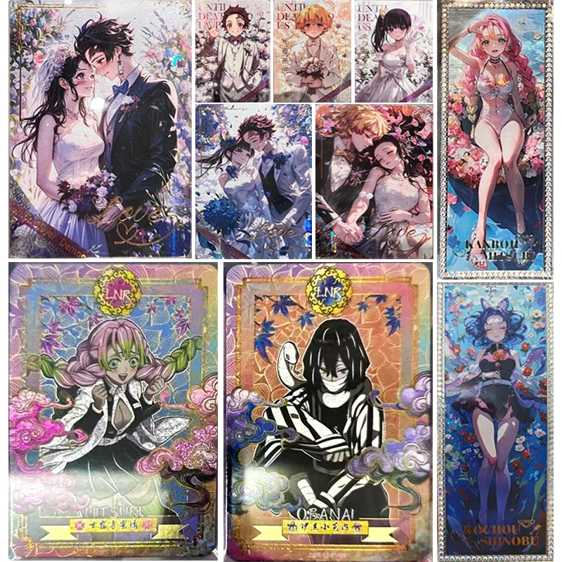 Anime Demon Slayer Kamado Tanjirou Kochou Shinobu Iguro Obanai Kanroji Mitsuri Rare Collectible Cards Birthday Gifts Kid Toys