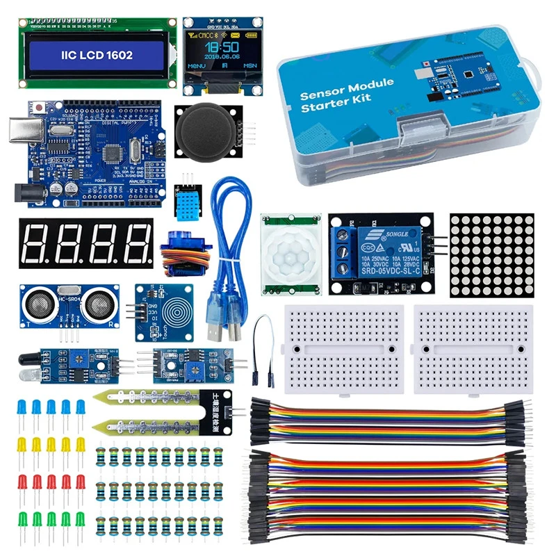 arduino用センサーモジュールスターターキットセット-r3-096-oled-lcd1602-lcdディスプレイ-arduino-uno用チュートリアル付き