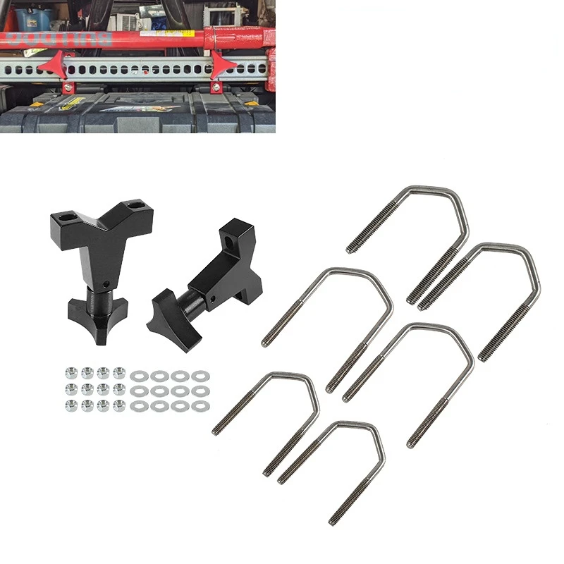 2 Pcs Hi Lift Mount for Front Tube Adjustable Jack Tube Mount Bracket for Jeep Wrangler JK TJ Roof Rack Front