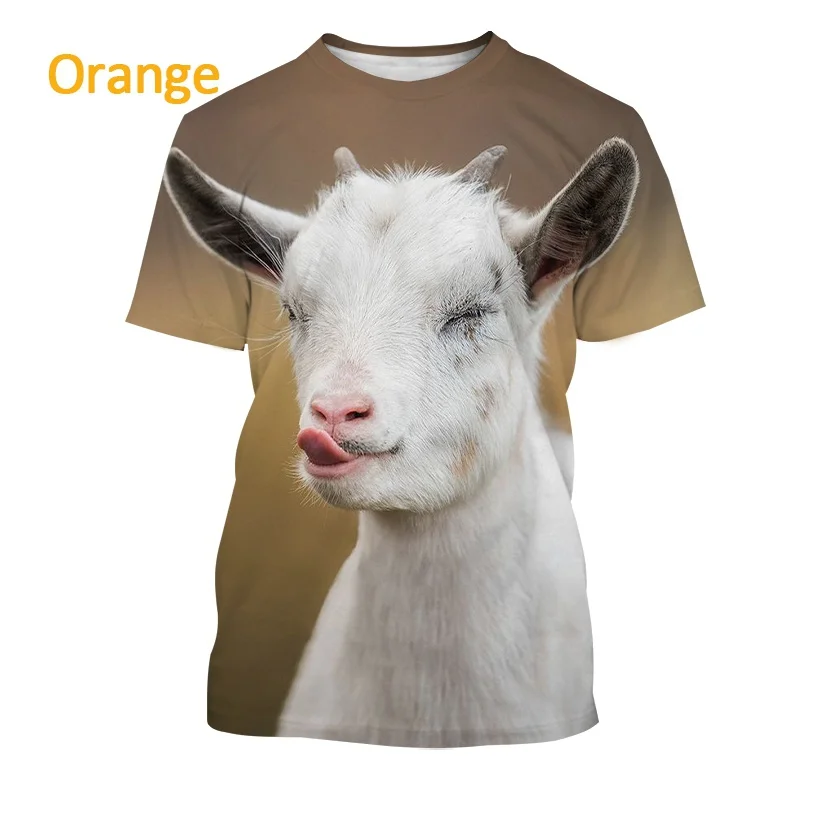 Funny Animal Goat 3D Printed T-shirt Personality Hip-hop Short-sleeved Shirt Cute Animal Sheep Retro Round Neck Cool Casual Top