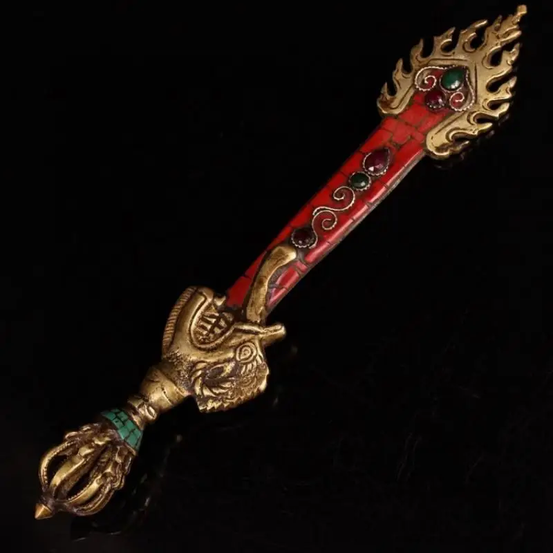 

China's Tibetan Buddhism Taoism Cloisonne Copper Displacement Magic Sword Sword