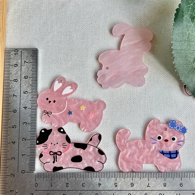 New style 50pcs/lot color pattern print animals cartoon cats shape acrylic bead diy jewelry garment hair accessory