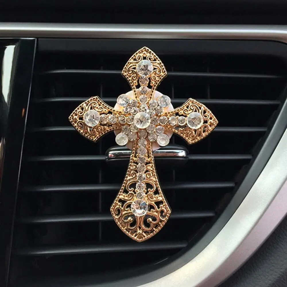 Car Aroma Diamond Cross Jesus Cross Crucifixion Conditioning Christian Vent Clip Outlet  clip Car Air Freshener