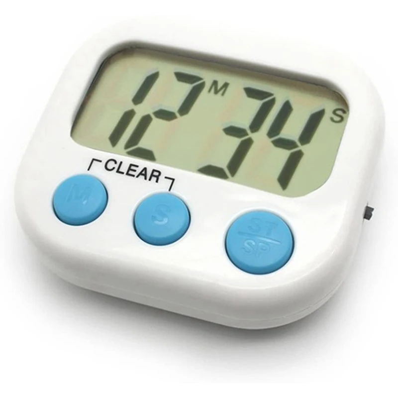 6 PCS Teachers Digital Timers Small Timers With LCD Display White & Blue For Kids For Classroom, Homework, Exercise