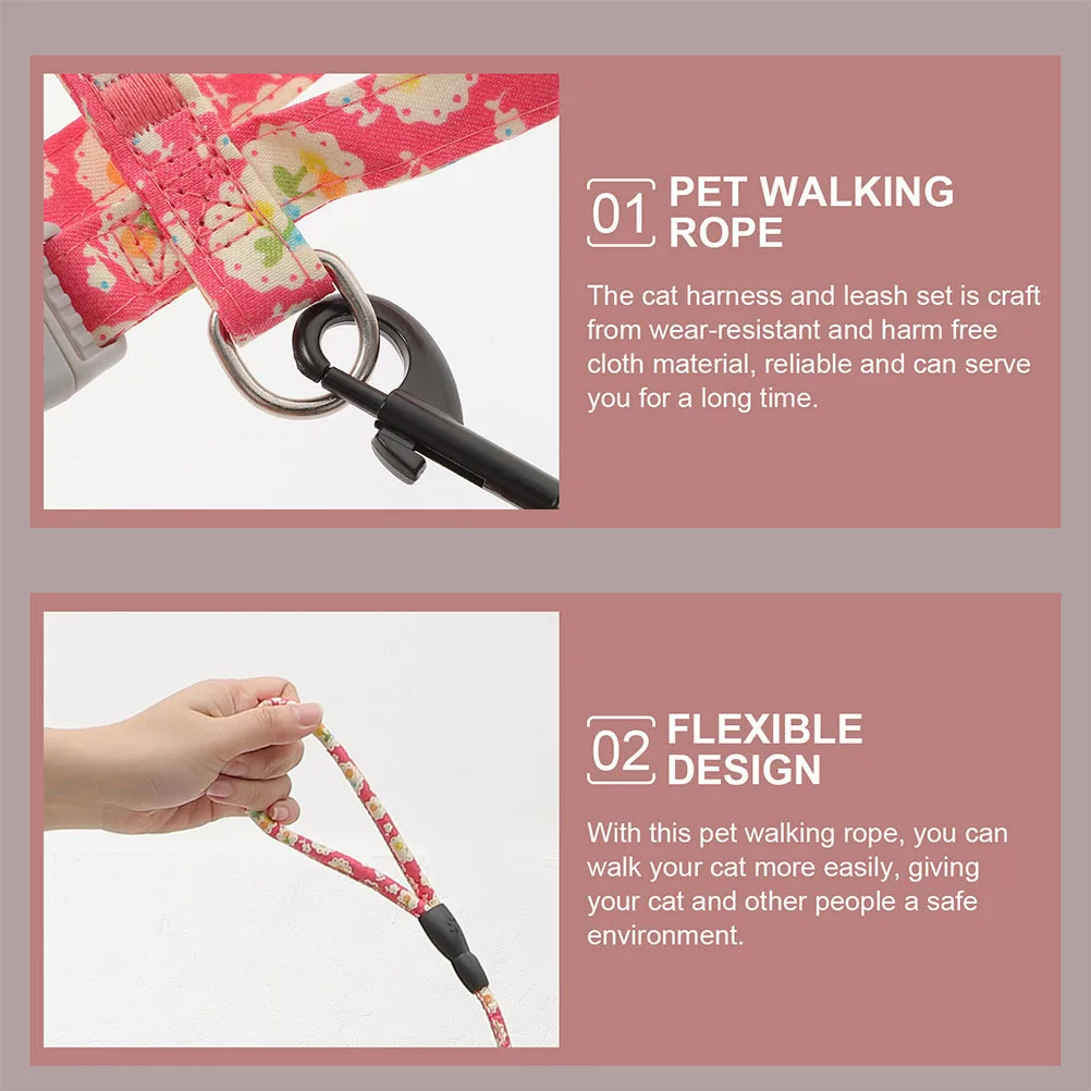 

Cat Harness and Leash Set Adjustable Anti-Lost Rope Belt for Outdoor Walking Escape Proof Small Cats