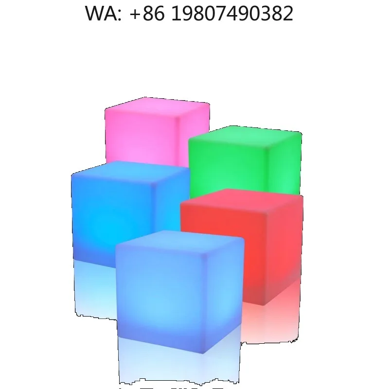 Rechargeable RGB LED Light Emitting Cube Furniture Remote Control Color Changing Square Stool Chair for Outdoor Garden Party